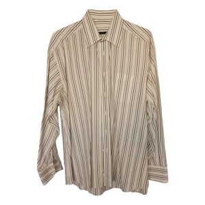 Gucci Men's Cream and Brown Striped Shirt